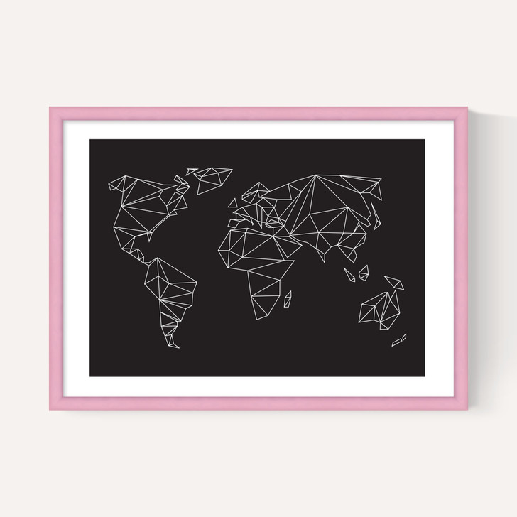 Geometric World Map Black