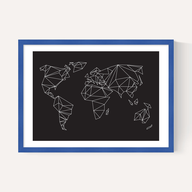 Geometric World Map Black