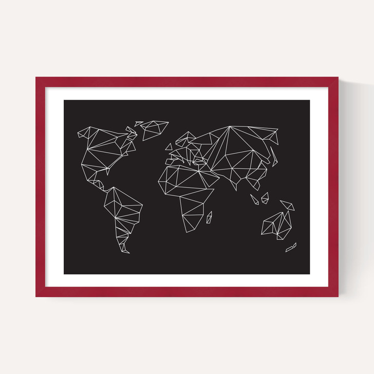 Geometric World Map Black