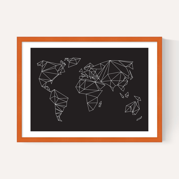 Geometric World Map Black