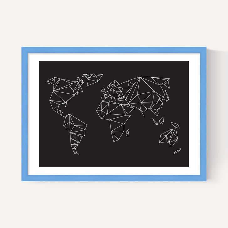 Geometric World Map Black