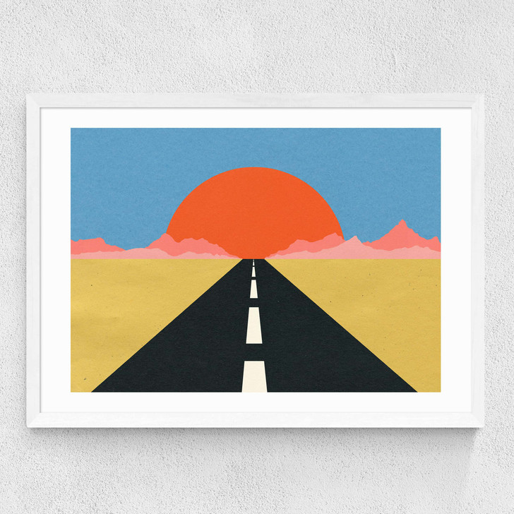 Road to Sun Medium White Frame
