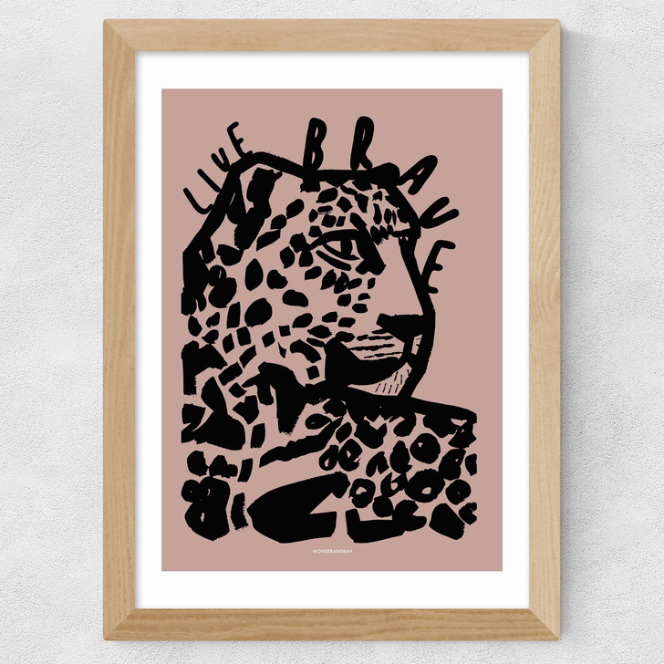 Live Brave Pink Wide Oak Frame