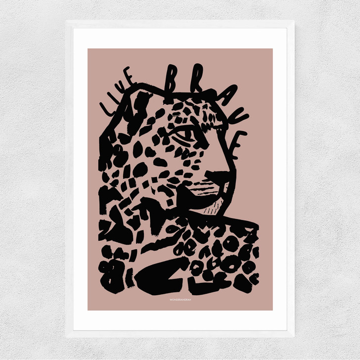 Live Brave Pink Narrow White Frame