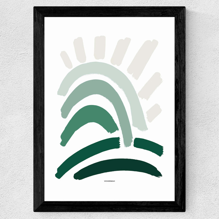 Sun Rays Green Wide Black Frame Sun Rays Green Wide Black Frame