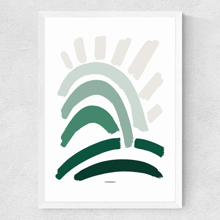 Sun Rays Green Medium White Frame Sun Rays Green Medium White Frame