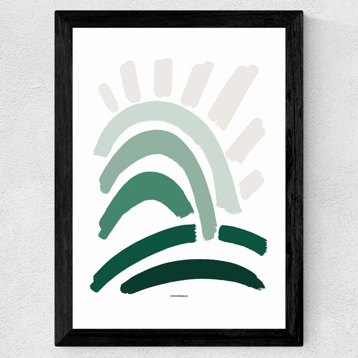Sun Rays Green Wide Black Frame