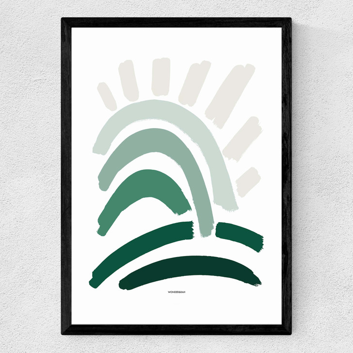 Sun Rays Green Medium Black Frame