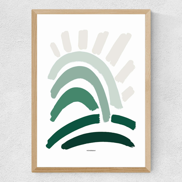 Sun Rays Green Medium Oak Frame