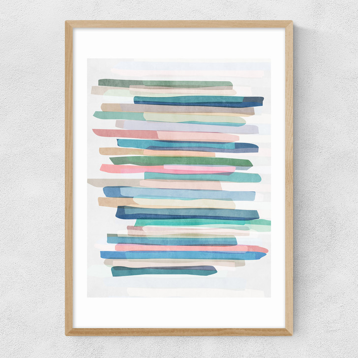 Pastel Stripes Narrow Oak Frame
