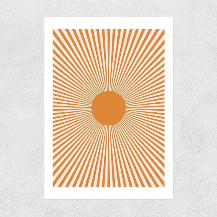 Orange Sun Rays Unframed Print
