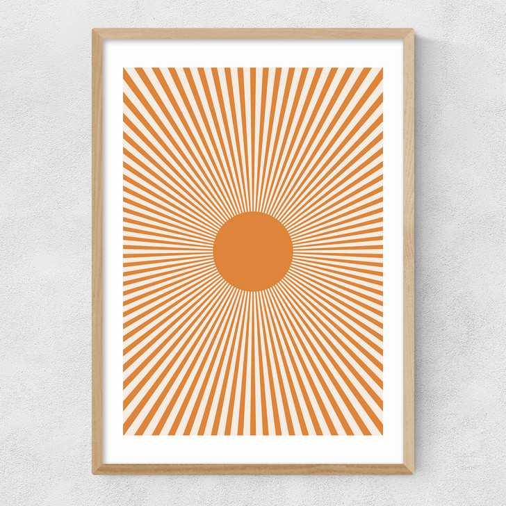 Orange Sun Rays Narrow Oak Frame Orange Sun Rays Narrow Oak Frame
