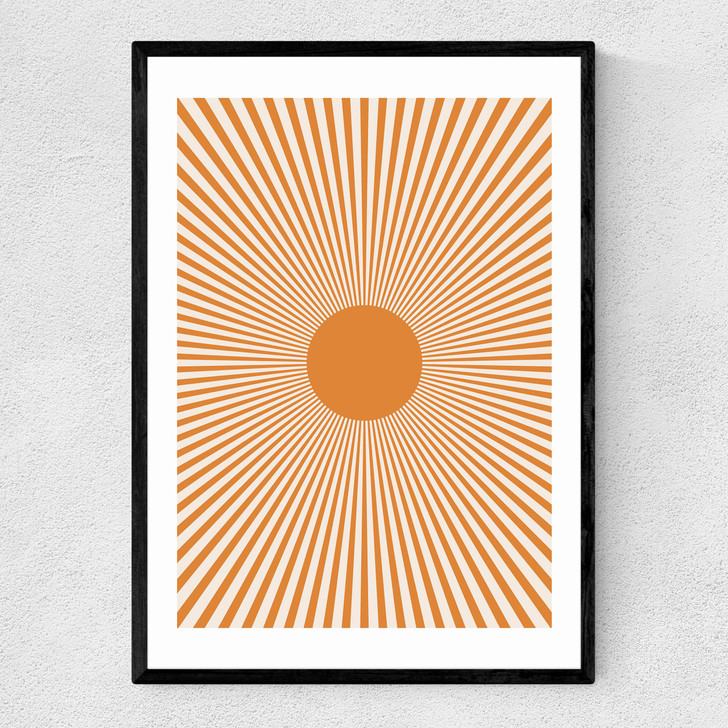 Orange Sun Rays Narrow Black Frame