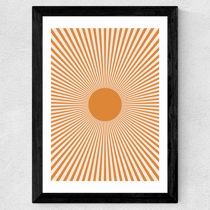 Orange Sun Rays Wide Black Frame
