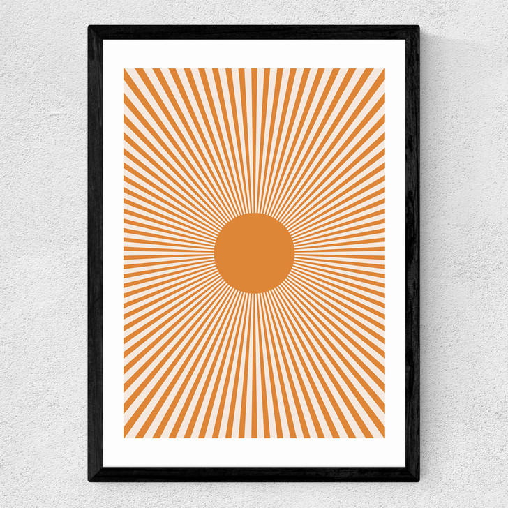Orange Sun Rays Medium Black Frame
