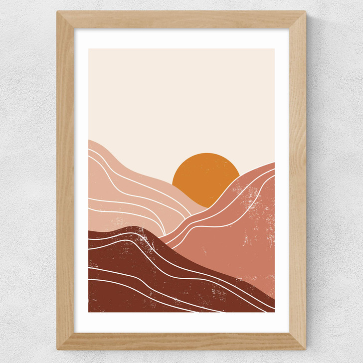 Sunset Landscape Wide Oak Frame Sunset Landscape Wide Oak Frame