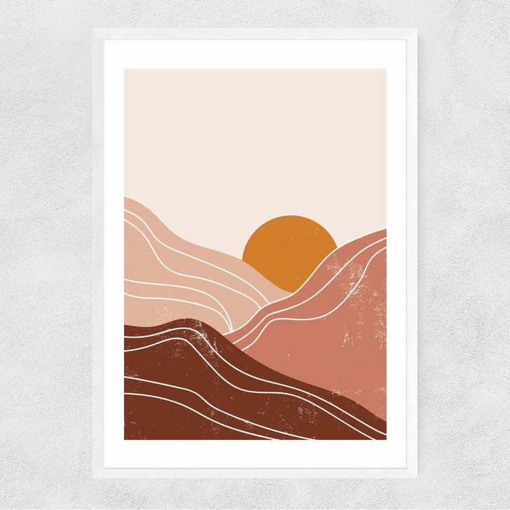 Sunset Landscape Narrow White Frame Sunset Landscape Narrow White Frame
