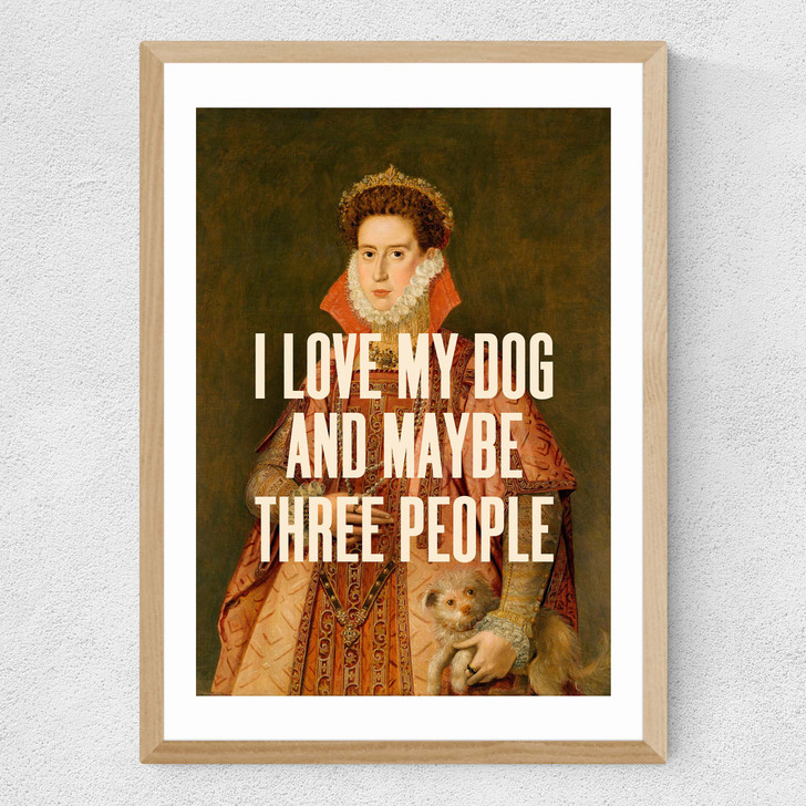 I Love My Dog Medium Oak Frame