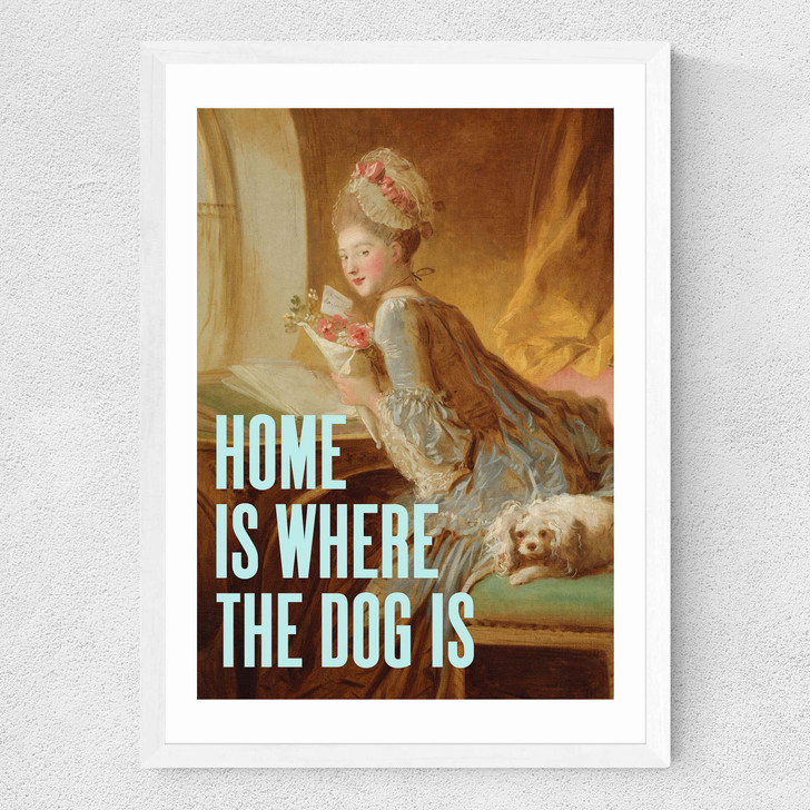 Home Is Where The Dog Is Medium White Frame