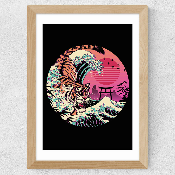 Red Tiger Wave Wide Oak Frame Red Tiger Wave Wide Oak Frame