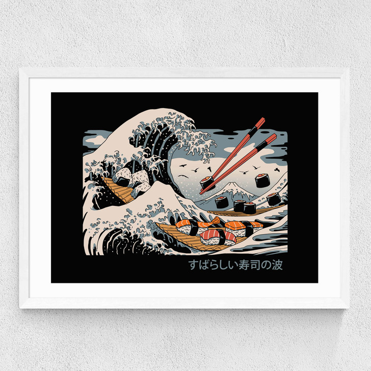 The Great Sushi Wave Medium White Frame The Great Sushi Wave Medium White Frame