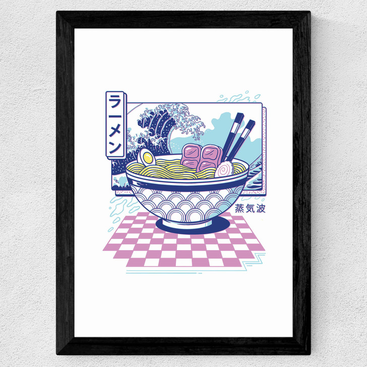 Vaporwave Ramen Wide Black Frame Vaporwave Ramen Wide Black Frame