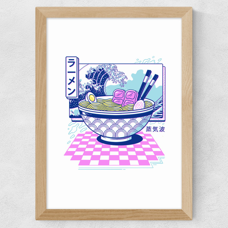 Vaporwave Ramen Wide Oak Frame Vaporwave Ramen Wide Oak Frame