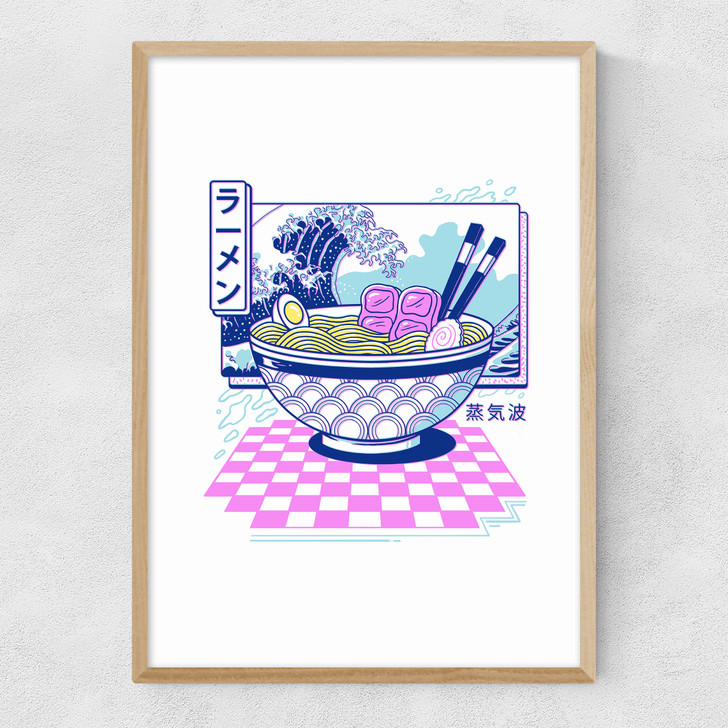 Vaporwave Ramen Narrow Oak Frame