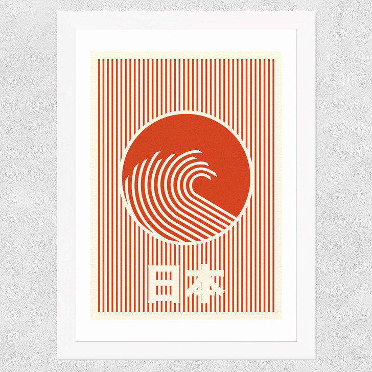 Great Wave of Nippon Wide White Frame