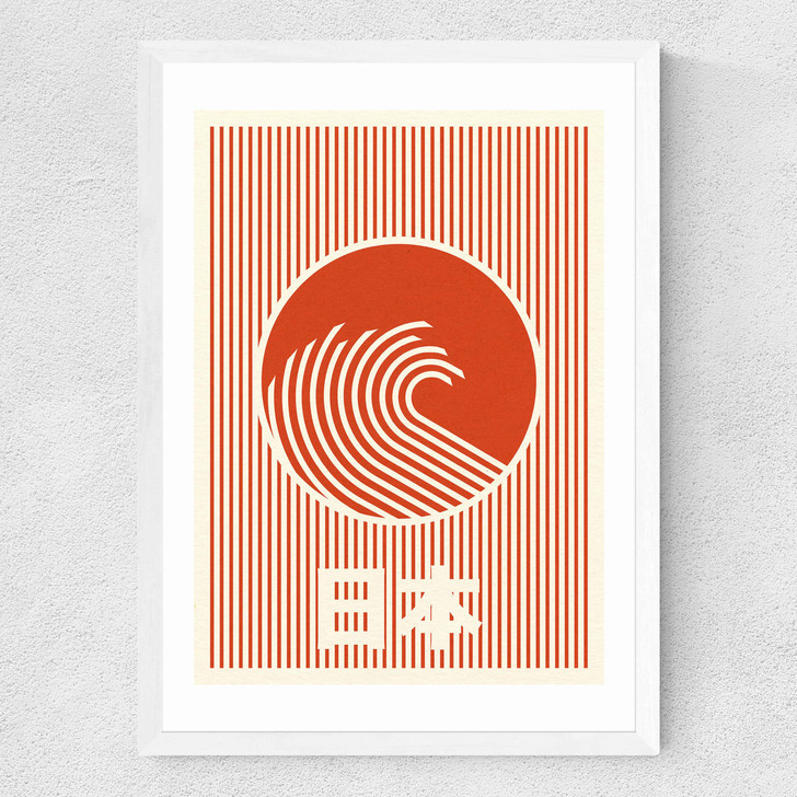 Great Wave of Nippon Medium White Frame