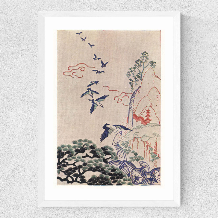 Japanese Stitch Craft Landscape Medium White Frame