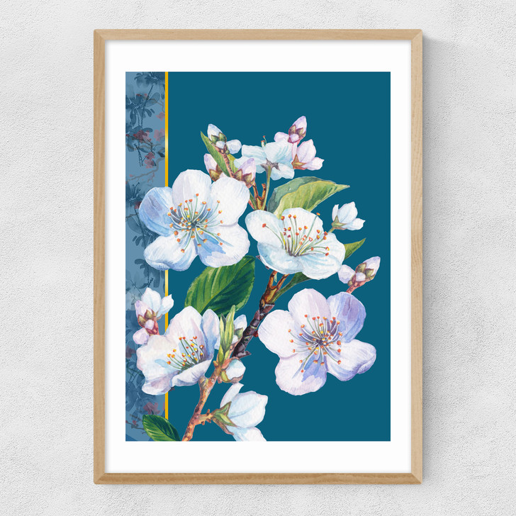 Blossoms (White) Narrow Oak Frame Blossoms (White) Narrow Oak Frame
