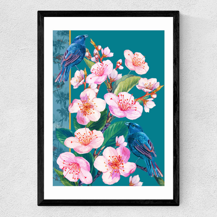 Blossoms and Birds Medium Black Frame Blossoms and Birds Medium Black Frame