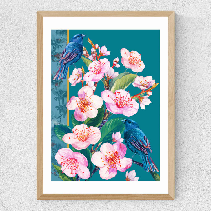 Blossoms and Birds Medium Oak Frame Blossoms and Birds Medium Oak Frame