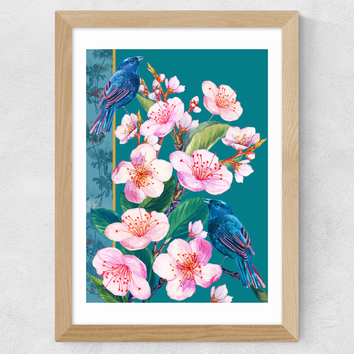 Blossoms and Birds Wide Oak Frame Blossoms and Birds Wide Oak Frame