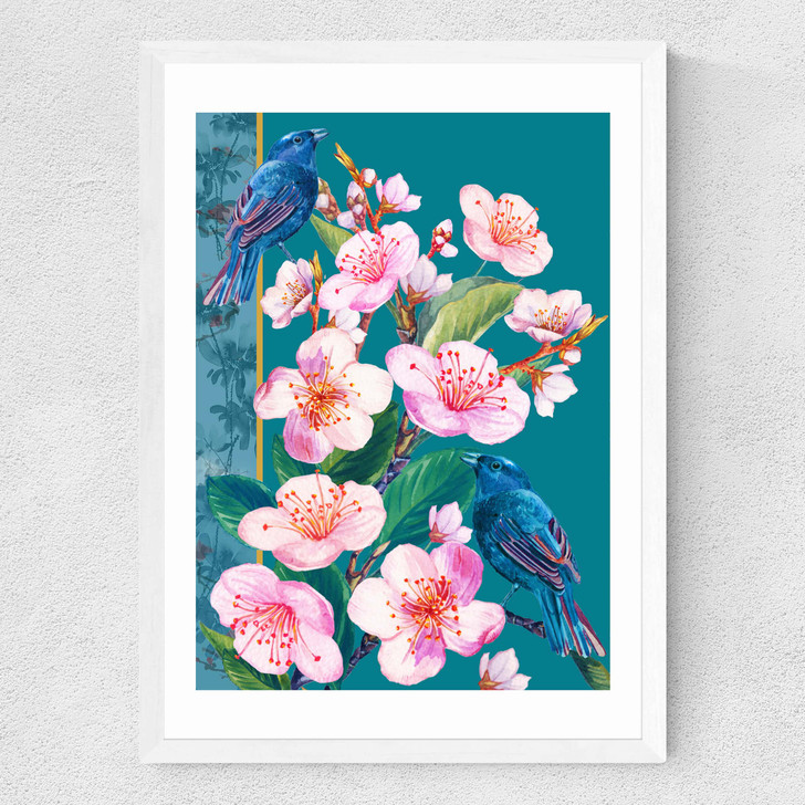 Blossoms and Birds Medium White Frame Blossoms and Birds Medium White Frame