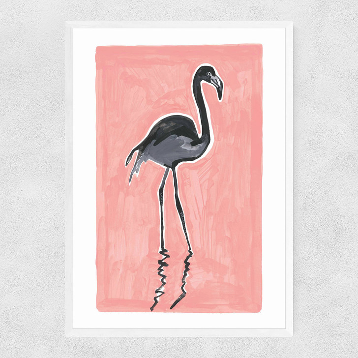 White Flamingo Narrow White Frame White Flamingo Narrow White Frame