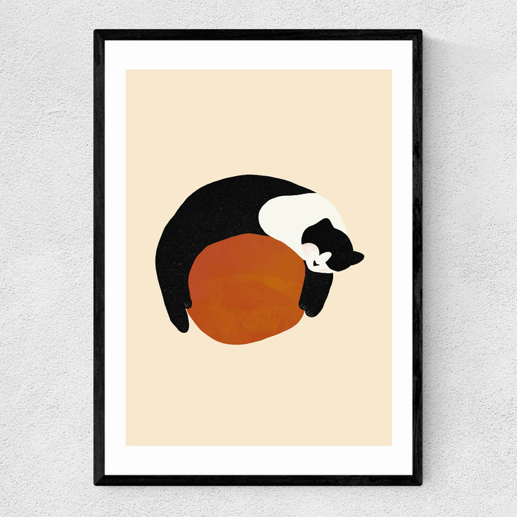 Sleeping Cat Narrow Black Frame
