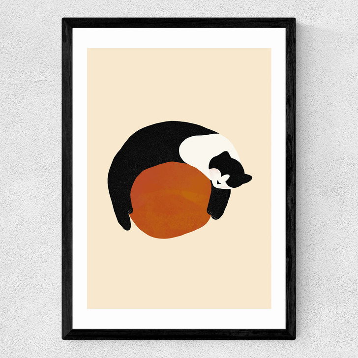 Sleeping Cat Medium Black Frame
