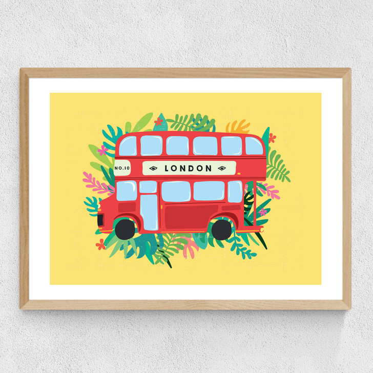 London Bus by Scribbler Medium Oak Frame London Bus by Scribbler Medium Oak Frame