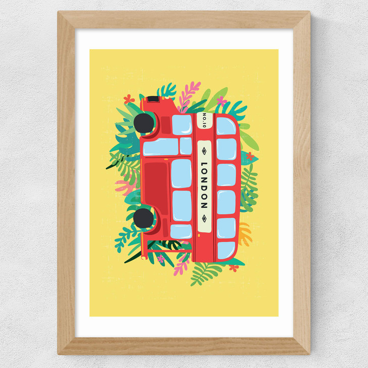 London Bus by Scribbler Wide Oak Frame London Bus by Scribbler Wide Oak Frame