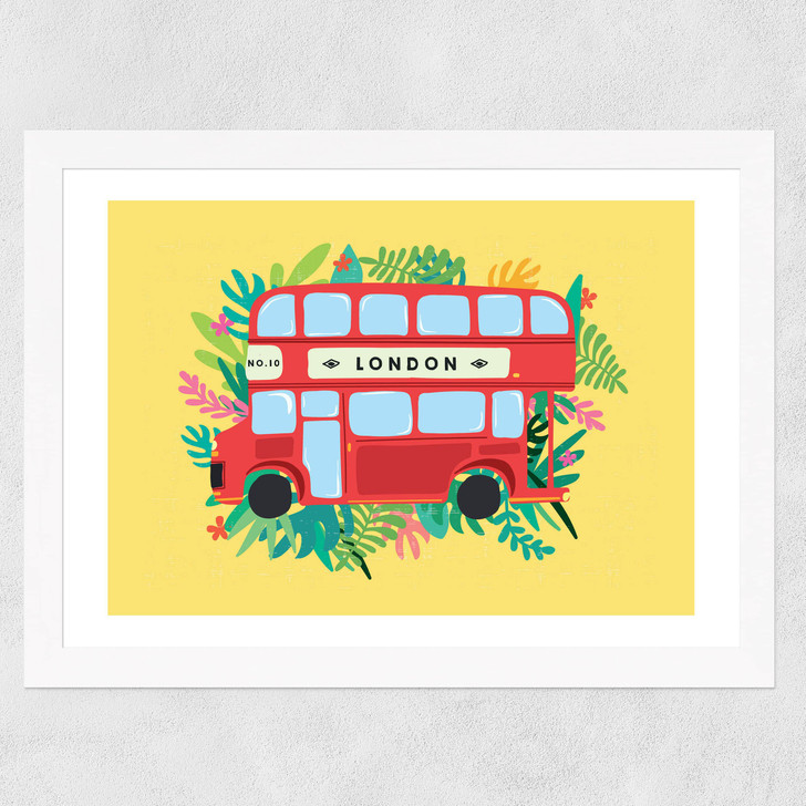 London Bus by Scribbler Wide White Frame London Bus by Scribbler Wide White Frame