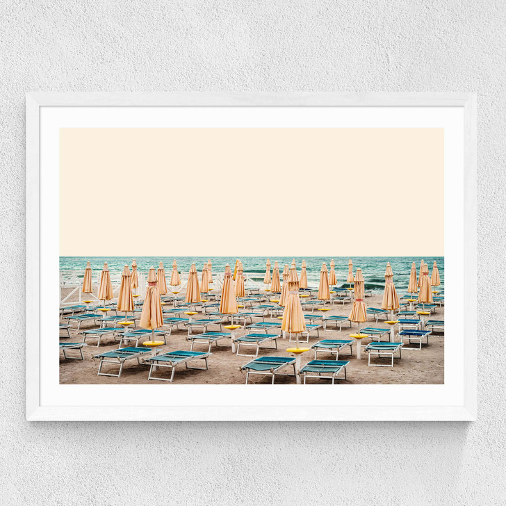 Yellow Umbrella - French Riviera Medium White Frame
