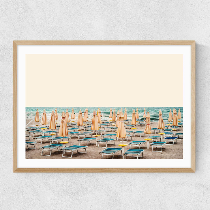 Yellow Umbrella - French Riviera Narrow Oak Frame