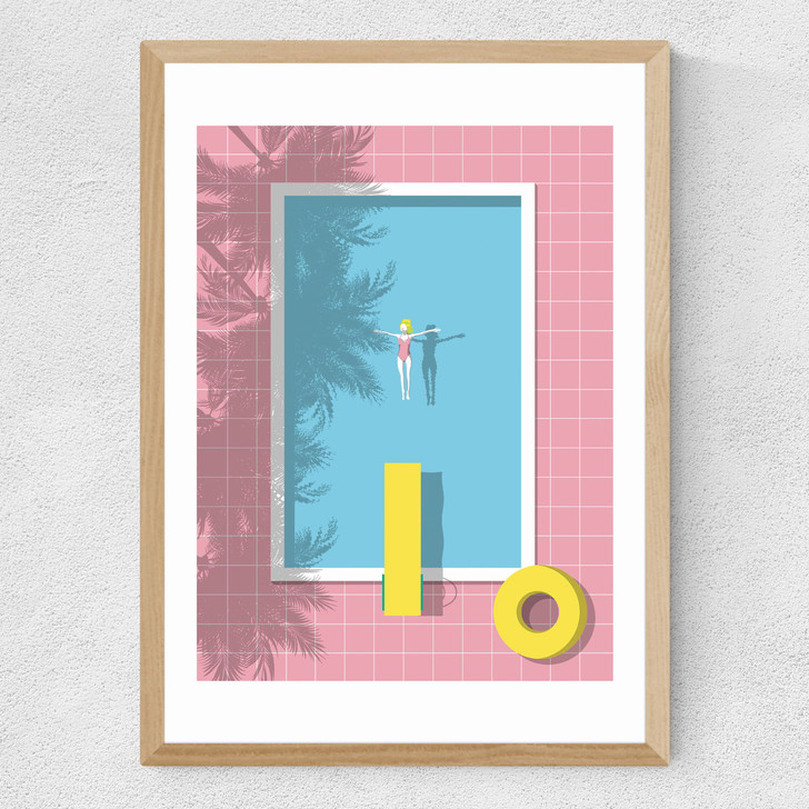 Pink Pool Medium Oak Frame Pink Pool Medium Oak Frame