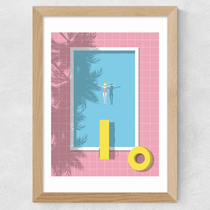 Pink Pool Wide Oak Frame Pink Pool Wide Oak Frame