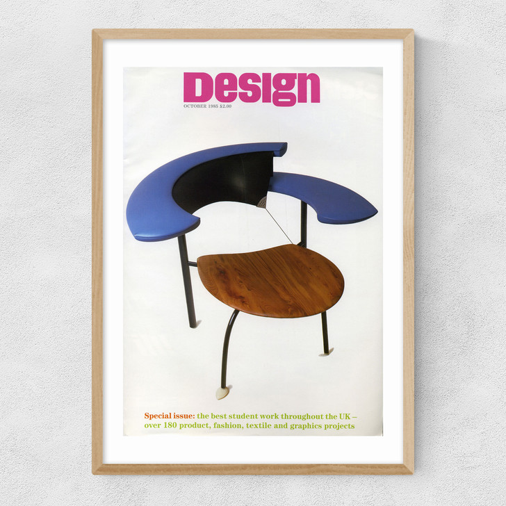 1985 RCA student designed chair blue Narrow Oak Frame
