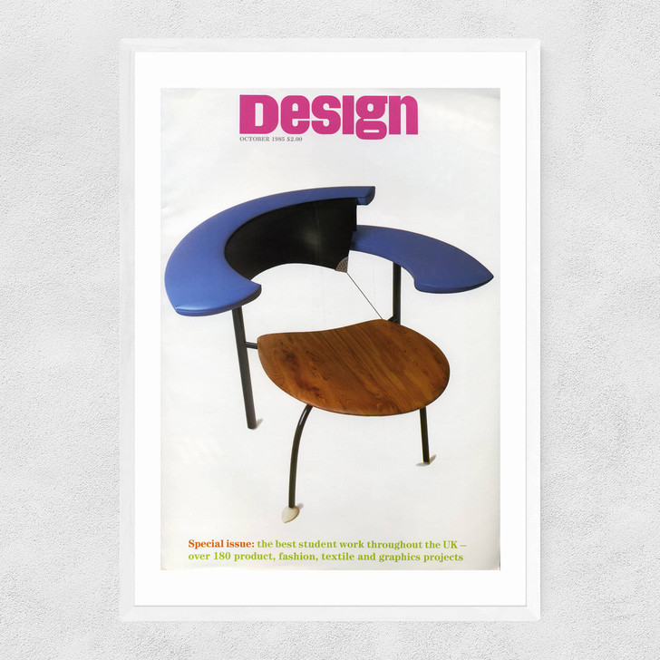 1985 RCA student designed chair blue Narrow White Frame