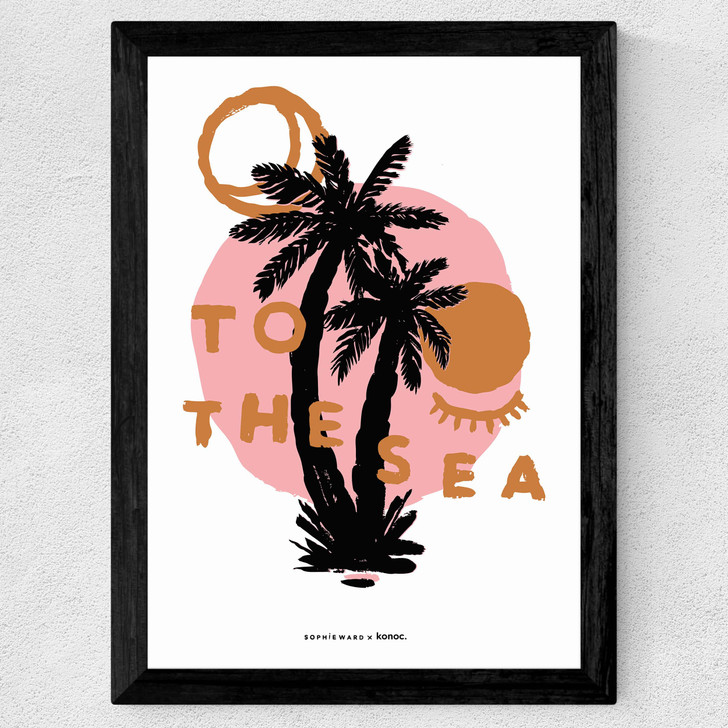 To The Sea Palm Tree Palm Tree Wide Black Frame To The Sea Palm Tree Palm Tree Wide Black Frame