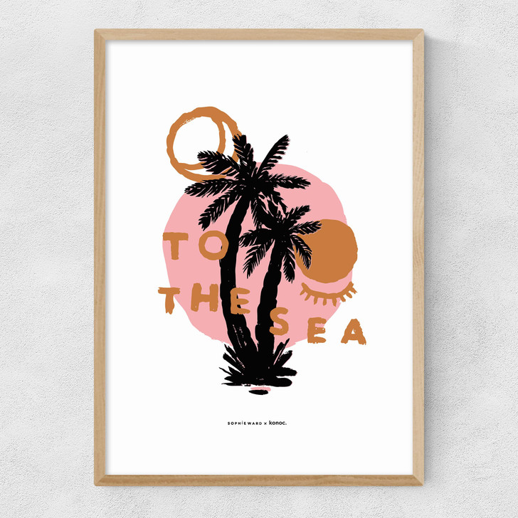 To The Sea Palm Tree Palm Tree Narrow Oak Frame